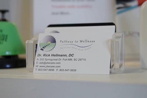 Business Card for Dr Rick Hellman - Family Chiropractor in Fort Mill SC